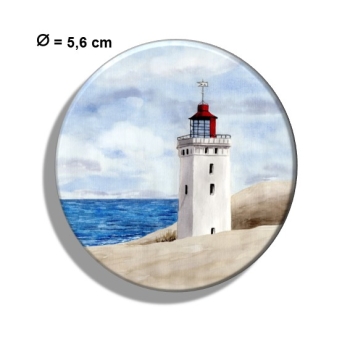 Kühlschrankmagnet m. Flaschenöffner Aquarell Maritim Kunst Druck Kunstdruck Nordsee Dänemark Danmark Leuchtturm Rubjerg Knude Düne Blokhus Lokken Sonnenuntergang